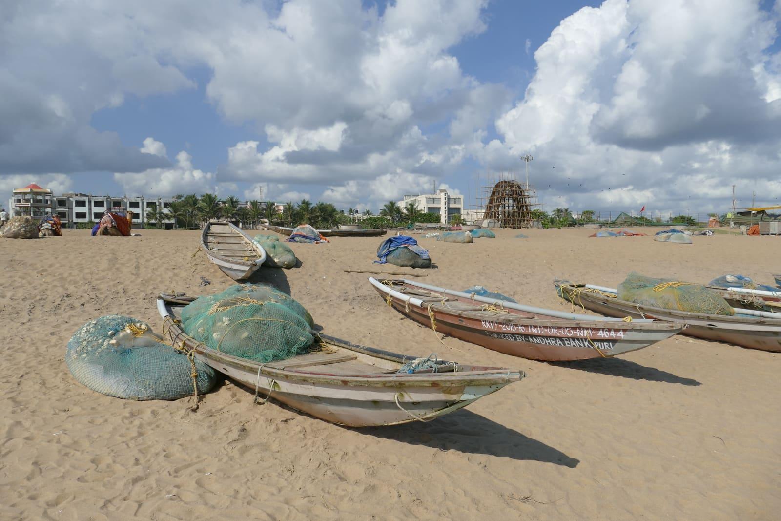 Fishing boats on Puri beach